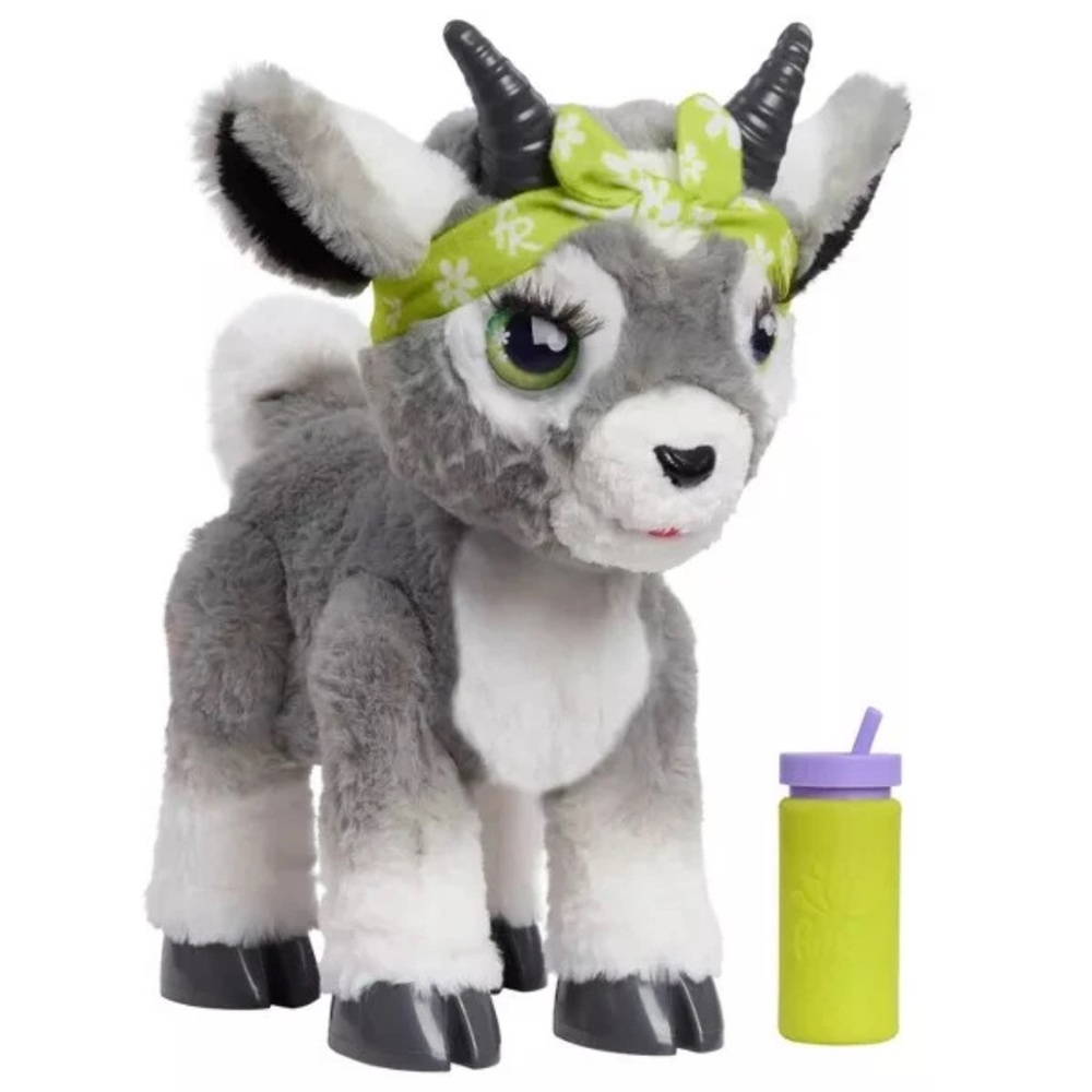 “Fur Real” Gray and White Goat Yoga Toy and accessory